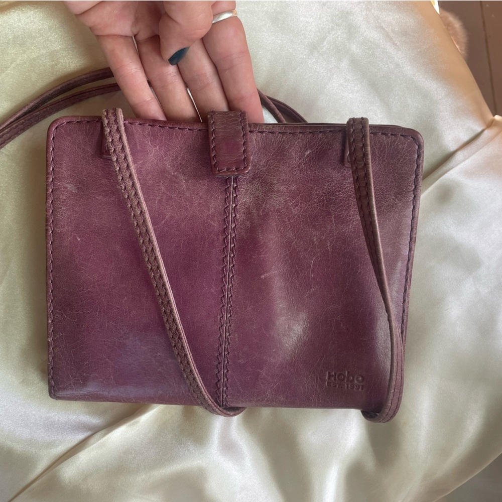 Hobo International Distressed Purple Crossbody Wallet - Picture 6 of 8